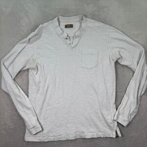 RYE 51 Mens XXL Long Sleeve Henley Shirt Beige Casual Cotton Small Batch Heather